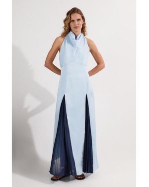 Karen Millen Woven Satin Maxi Dress - Blue