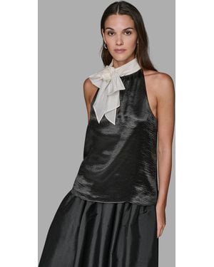 Karl Lagerfeld Halter Bow Neck Top - Black