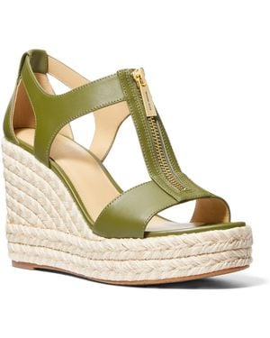 Michael Kors Michael Berkley Zipper Espadrille Platform Wedge Sandals - Metallic