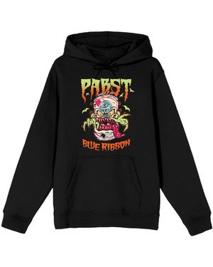 Pabst Blue Ribbon Halloween Theme Can Beer Monster Illustration On Hoodie - Black