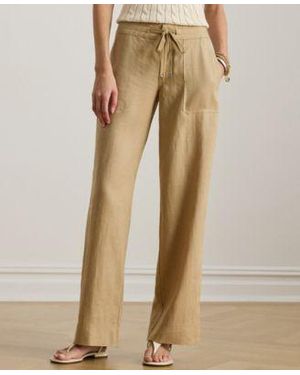 Ralph Lauren Wide Leg 100 Linen Pants 0ps 22w - Natural
