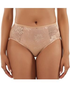 Parfait Luxlacy Lace High-waist Brief With Light Tummy Control And Extra Coverage Panties - Brown