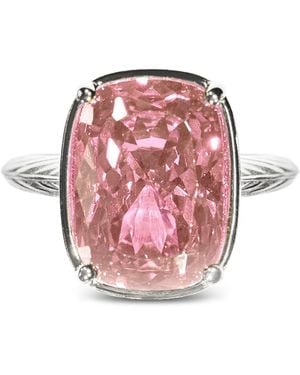 Sterling Forever Elongated Cushion Pink Sapphire Cubic Zirconia Cocktail Ring
