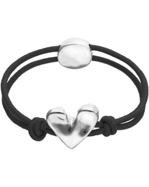 Uno De 50 Black Elastic Thread Sterling Plated Bracelet - Blue