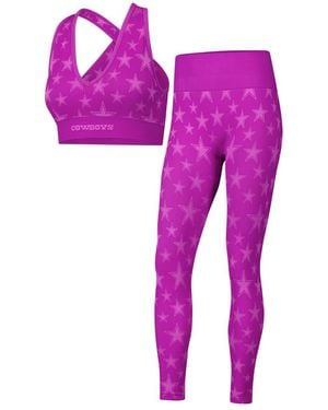 KADYLUXE 2-piece Dallas Cowboys Seamless Bra legging Knit Set - Pink