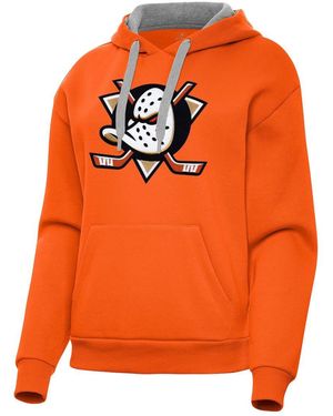 Antigua Anaheim Ducks Victory Pullover Hoodie - Orange