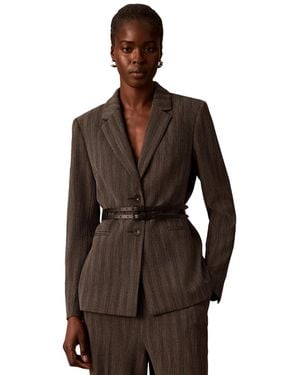 Calvin Klein Notch Collar Long-sleeve Blazer - Brown