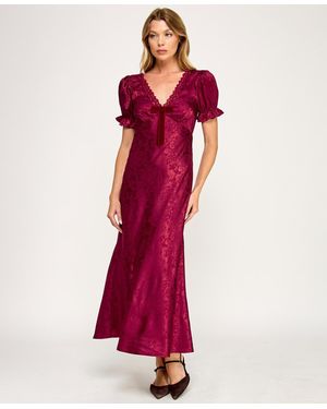 ROW A Short Sleeves V-neck Dress - Red