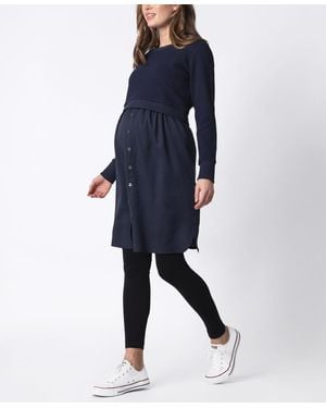 Seraphine Mock Sweater Maternity Nursing Dress - Blue