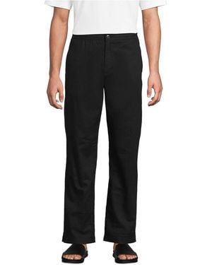 Lands' End Linen Cotton Elastic Waist Pant - Black