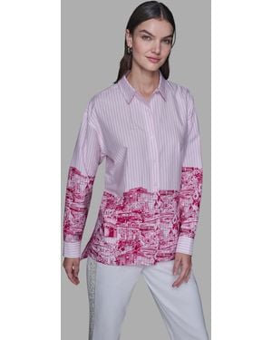 Karl Lagerfeld Printed High-low Shirt - Purple