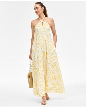 INC International Concepts Linen-blend Halter Midi Dress - Metallic