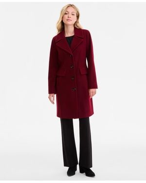 Anne Klein Single-breasted Walker Coat - Red