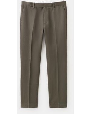 Mango Slim-fit Lyocell Linen Pants - Green