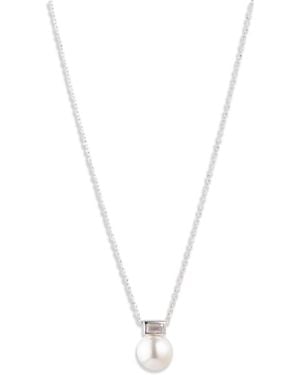 Ralph Lauren Cubic Zirconia & Imitation Pearl Sterling Silver Pendant Necklace - White