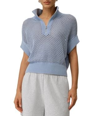 LILYSILK Seamless Silk-cotton Slim-fit Knit Top - Blue