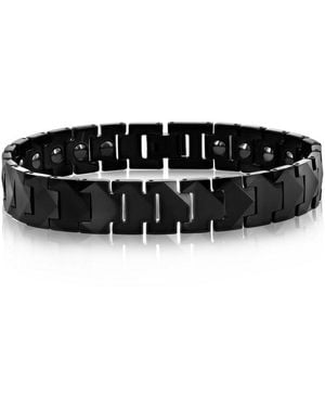 Metallo Polished Puzzle Magnetic Link Tungsten Bracelet - Black