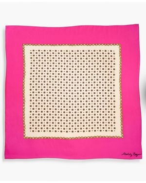 On 34th Printed Satin Square Scarf - Pink
