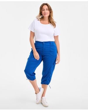 Style & Co. Plus Size Cargo Capri Pants - Blue