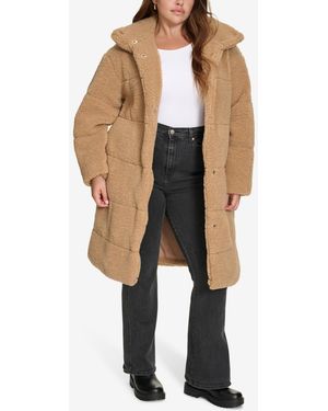 Levi's Plus Size Snap Closure Teddy Coat - Black