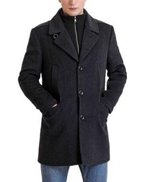 BGSD Men Steven Wool Blend Bibbed Walking Coat - Black