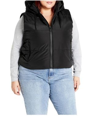 City Chic Plus Size Ava Puffer Vest - Black