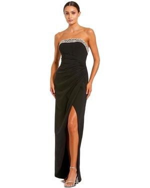 Mac Duggal Strapless Embellished Ruched Column Gown - Black