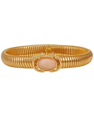 Guess Gold-tone Center Stone Stretch Bracelet - White