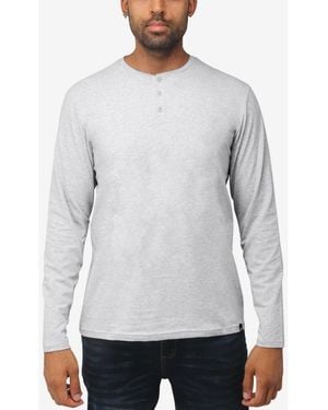 Xray Jeans X-ray Soft Stretch Henley Neck Long Sleeve T-shirt - Gray