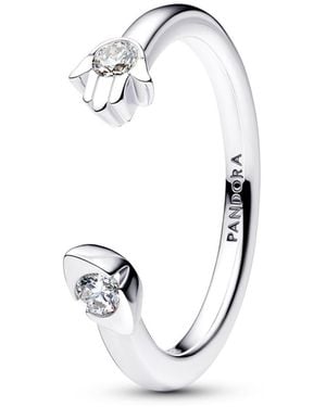 PANDORA Talisman Lab-grown Diamond Evil Eye Hamsa Hand Open Ring - White