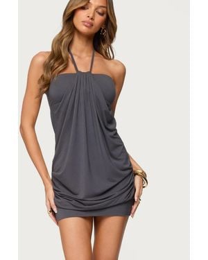 Edikted Lugenia Draped Halter Mini Dress - Gray