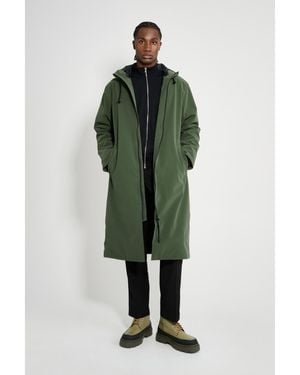 Stutterheim Stockholm Long Matte Winter Coat - Green