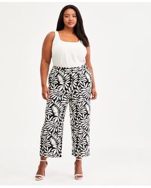 Anne Klein Essentials Plus Size Pull-on Knit Wide-leg Pants - White