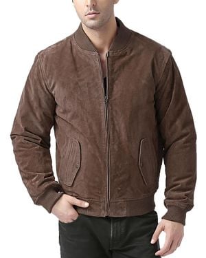 BGSD Men Urban Leather Bomber Jacket - Brown