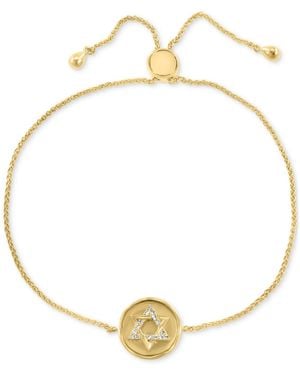 Effy Effy Diamond Star Of David Disc Bolo Bracelet (1/20 Ct. T.w. - Metallic