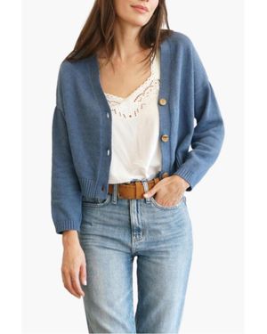 Paneros Clothing Cotton Diana Crop Cardigan Sweater - Blue
