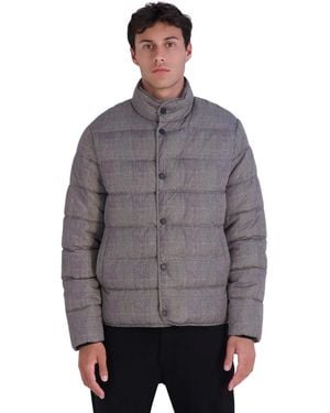 KARL LAGERFELD Plaid Lightweight Puffer Jacket - Gray