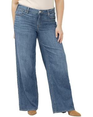 Silver Jeans Co. Plus Size Suki Mid Rise Wide-leg Curvy Fit Jeans - Blue