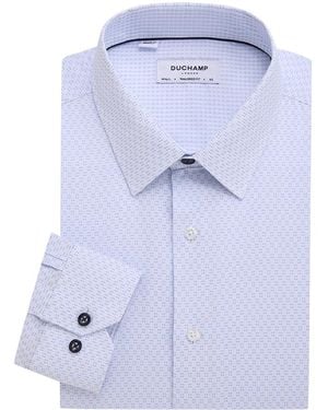 Duchamp Fancy Dot Dress Shirt - Blue