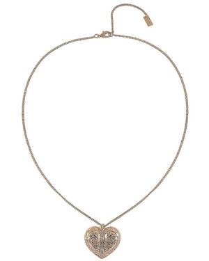 Rachel Roy Tone Textured Heart Pendant Necklace - Metallic