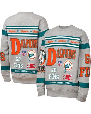 Mitchell & Ness Big Boys And Girls Miami Dolphins Throwback All-over Print Fleece Sweatshirt - Gray