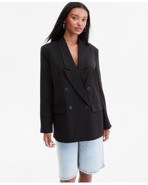 BarIII Peak-lapel Double-breasted Blazer - Black