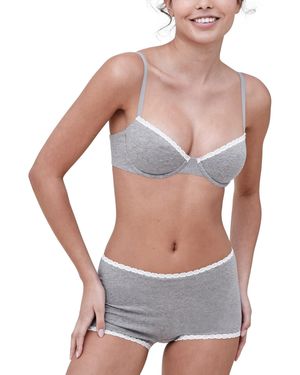 Skarlett Blue Adorned Cotton Boyshort - Gray