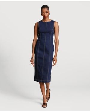 Avec Les Filles Sleeveless Midi Dress - Blue