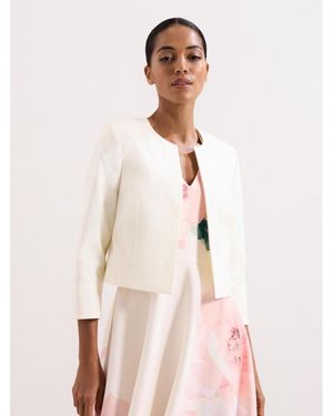 Phase Eight Tailored Cropped Round Neck Jacket - Natural