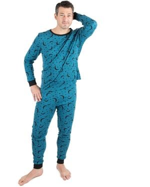 Leveret Matching Family Two-piece Cotton Long Sleeve Shirt And Pants Allover Print Pajamas - Blue