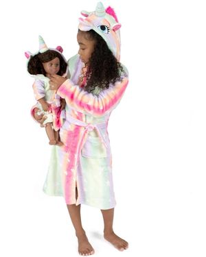 Leveret Little Girls 6-14 Matching Doll Fleece Hooded Robe - Red
