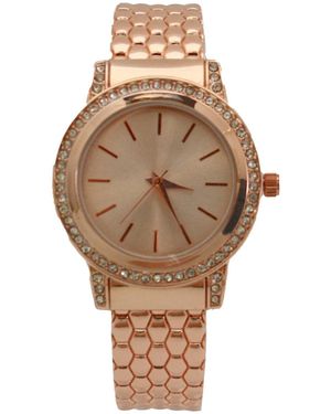 Olivia Pratt Solid And Rhinestones Bangle Watch - Natural