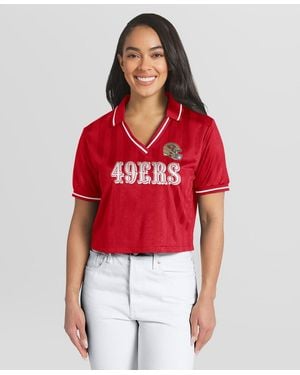 WEAR by Erin Andrews San Francisco 49ers Cropped Jersey Polo Shirt - Red