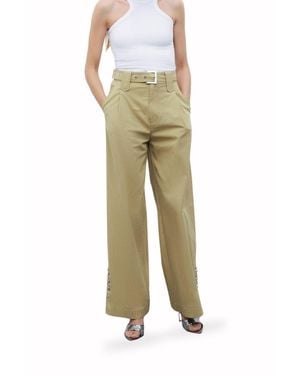 Nocturne Metal Buckle Detailed Belted Pants - Green